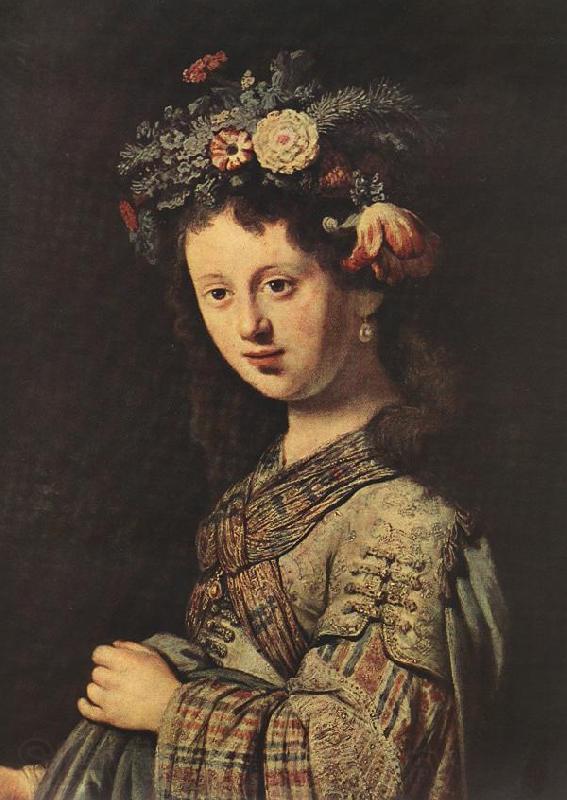 REMBRANDT Harmenszoon van Rijn Saskia as Flora (detail) dh Spain oil painting art